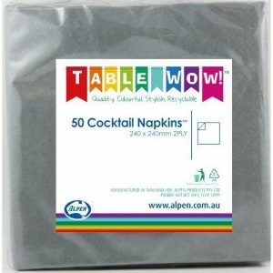 Party Napkins |  50 Pack Silver Cocktail Napkin – 24Cm Party Napkins Party Napkins