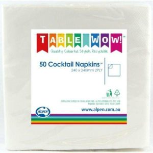 Party Napkins |  50 Pack White Cocktail Napkins – 24Cm Party Napkins Party Napkins