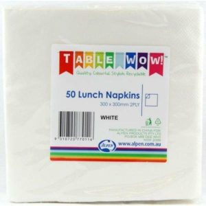 Party Napkins |  50 Pack White Lunch Napkins – 30Cm X 30Cm Party Napkins Party Napkins