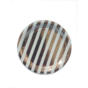 Party Plates |  12 Pack Rose Gold Stripe Plates – 18Cm Party Plates Party Plates