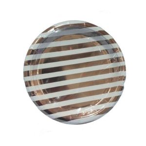 Party Plates |  12 Pack Rose Gold Stripe Plates – 23Cm Party Plates Party Plates