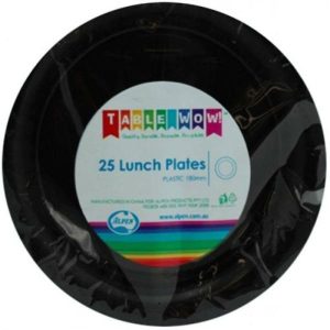 Party Plates |  25 Pack Black Reusable Lunch Plates – 18Cm Party Plates Black