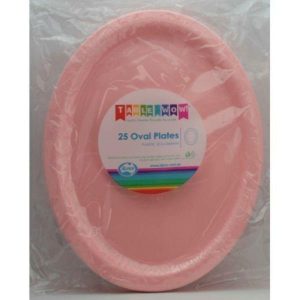 Party Plates |  25 Pack Light Pink Reusable Oval Plates – 31.5Cm X 24.5Cm Party Plates Party Plates