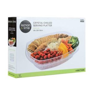 Party Platters & Trays |  Crystal Chilled Serving Platter With Lid – 38Cm X 28Cm X 12Cm Catering Supplies Party Platters & Trays