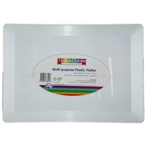 Party Platters & Trays |  White Plastic Rectangle Platter – 40Cm X 28Cm X 2.5Cm Catering Supplies Party Platters & Trays