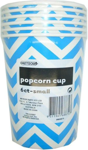 Popcorn Cups |  6 Pack Royal Blue Chevron Paper Popcorn Cups 945Ml – 14Cm X 11.5Cm Catering Supplies Popcorn Cups