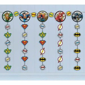 Swirls & Strings |  Justice League Heroes Unite Hanging String Decorations Party Decorations Swirls & Strings