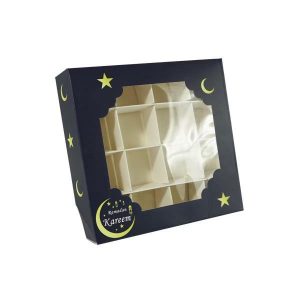 Treat Bags & Boxes |  Navy Blue Ramadan Kareem Candy Box – 15Cm X 3.5Cm X 15Cm Catering Supplies Treat Bags & Boxes