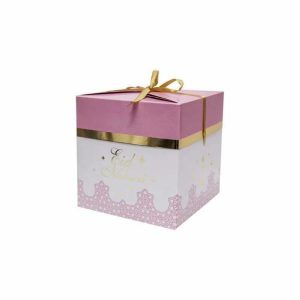 Treat Bags & Boxes |  White & Pink Foldable Gift Box Catering Supplies Treat Bags & Boxes