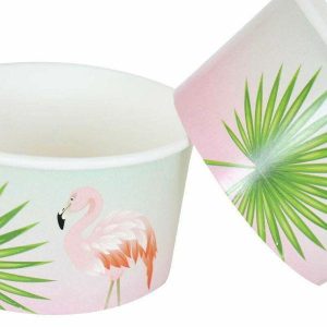 Party Bowls |  8 Pack Flamingo Paper Tubs – 10Cm X 7Cm Party Bowls Party Bowls