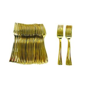 Party Cutlery |  24 Pack Gold Mini Plastic Fork Party Cutlery Party Cutlery