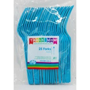 Party Cutlery |  25 Pack Azure Blue Reusable Forks – 18Cm Party Cutlery Party Cutlery