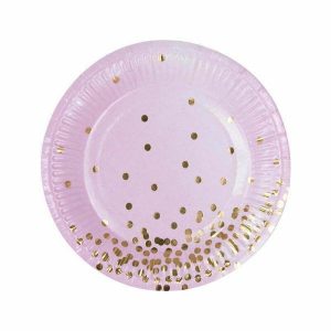 Party Plates |  8 Pack Pink Dots Foil Plates – 18Cm Party Plates Party Plates