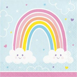 Party Napkins |  16 Pack Happy Rainbow Luncheon Napkin Party Napkins Party Napkins