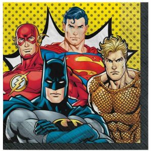 Party Napkins |  16 Pack Justice League Heroes Unite Lunch Napkins – 33Cm X 33Cm Party Napkins Party Napkins