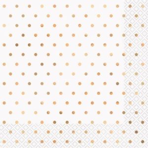 Party Napkins |  16 Pack Rose Gold Foil Mini Dots Lunch Napkins – 33Cm X 33Cm Party Napkins Party Napkins