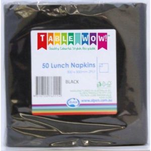 Party Napkins |  50 Pack Black Lunch Napkins – 30Cm X 30Cm Party Napkins Black