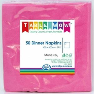 Party Napkins |  50 Pack Magenta Dinner Napkins – 40Cm X 40Cm Party Napkins Party Napkins