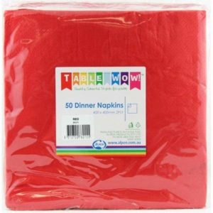 Party Napkins |  50 Pack Red Dinner Napkins – 40Cm Party Napkins Party Napkins